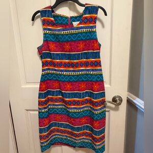 Vibrant striped multicolored Midi Dress - Size 12P